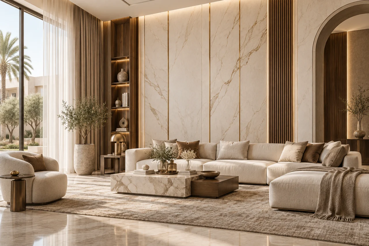 Concept interior material palette for Luxury Living Room