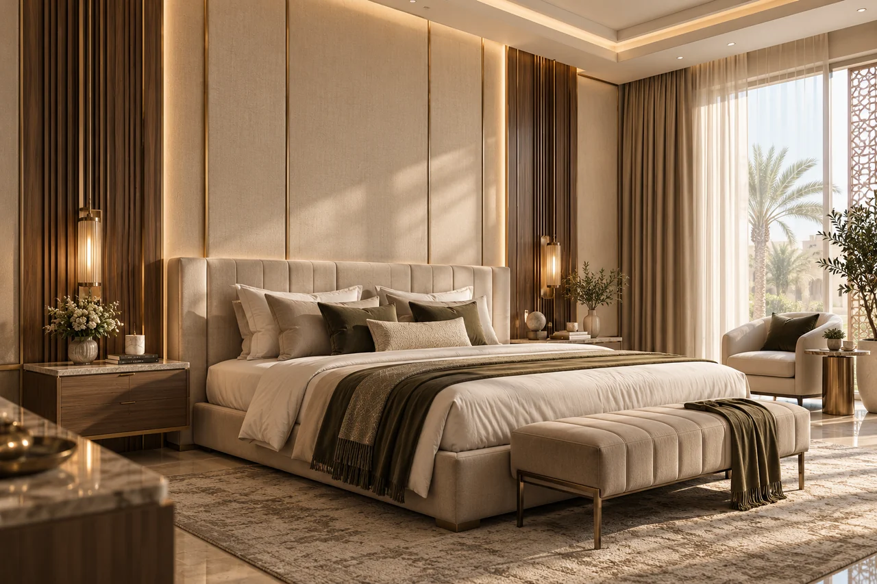 Concept interior material palette for Luxury Bedroom